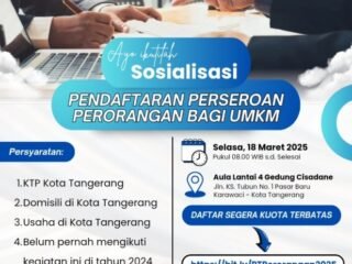 Disperindagkop UKM Kota Tangerang Buka Pendaftaran PT Perorangan Gratis untuk UMKM